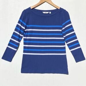 VINEYARD VINES Women’s Blue Bateau Neck 3/4 Sleeve Striped Knit top Size Medium